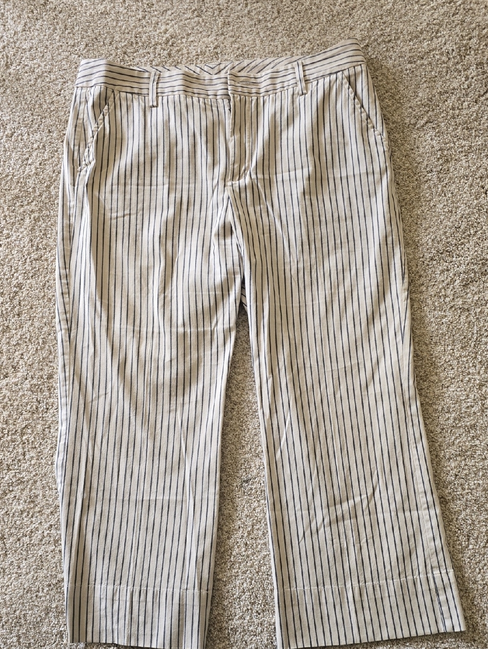 Cabi tick-tock crop classic stripe black and white pants